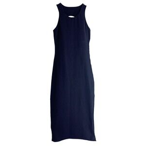 Free People Movement So Simple Dress Sz M Black Sleeveless Back Cut Out Side Sli